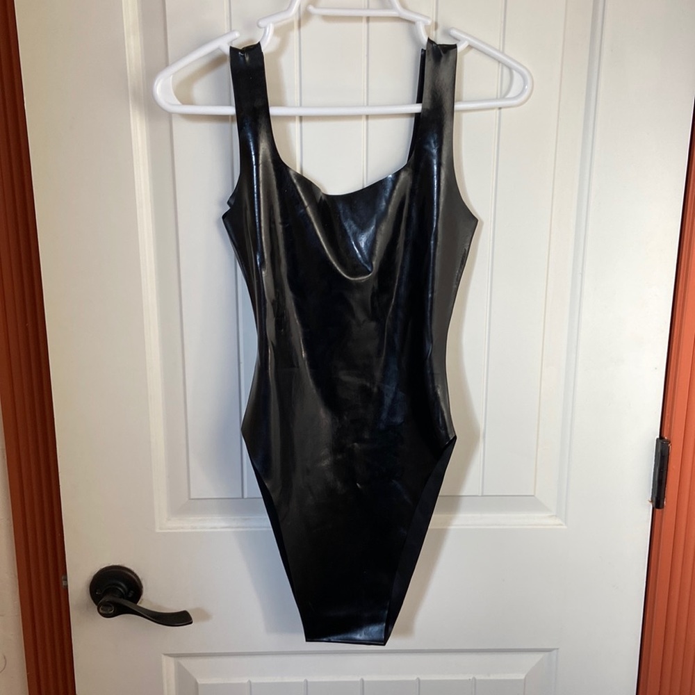 Black latex bodysuit